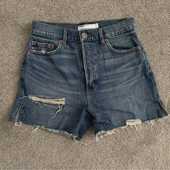 Garage Blue Distressed Jean Shorts - Picture 1 of 4